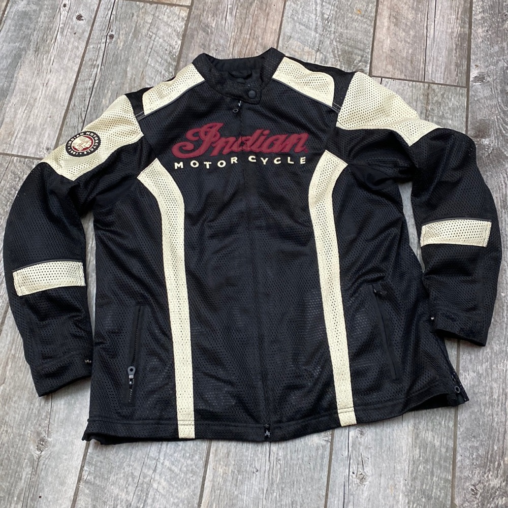 Indian Motorcycle Mesh Lightweight Riding Jacket Black/Cream 2XL